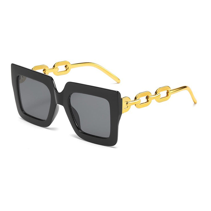 Wholesale  Large Frame Chain Sunglasses Women's New Square Sunglasses UV-proof Fashion Cross-border Glasses